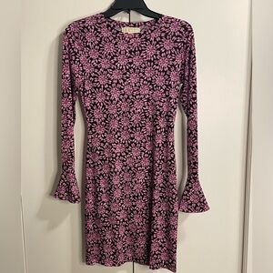 Michael Kors Long Flare Sleeved Jewel Print Dress Size XS